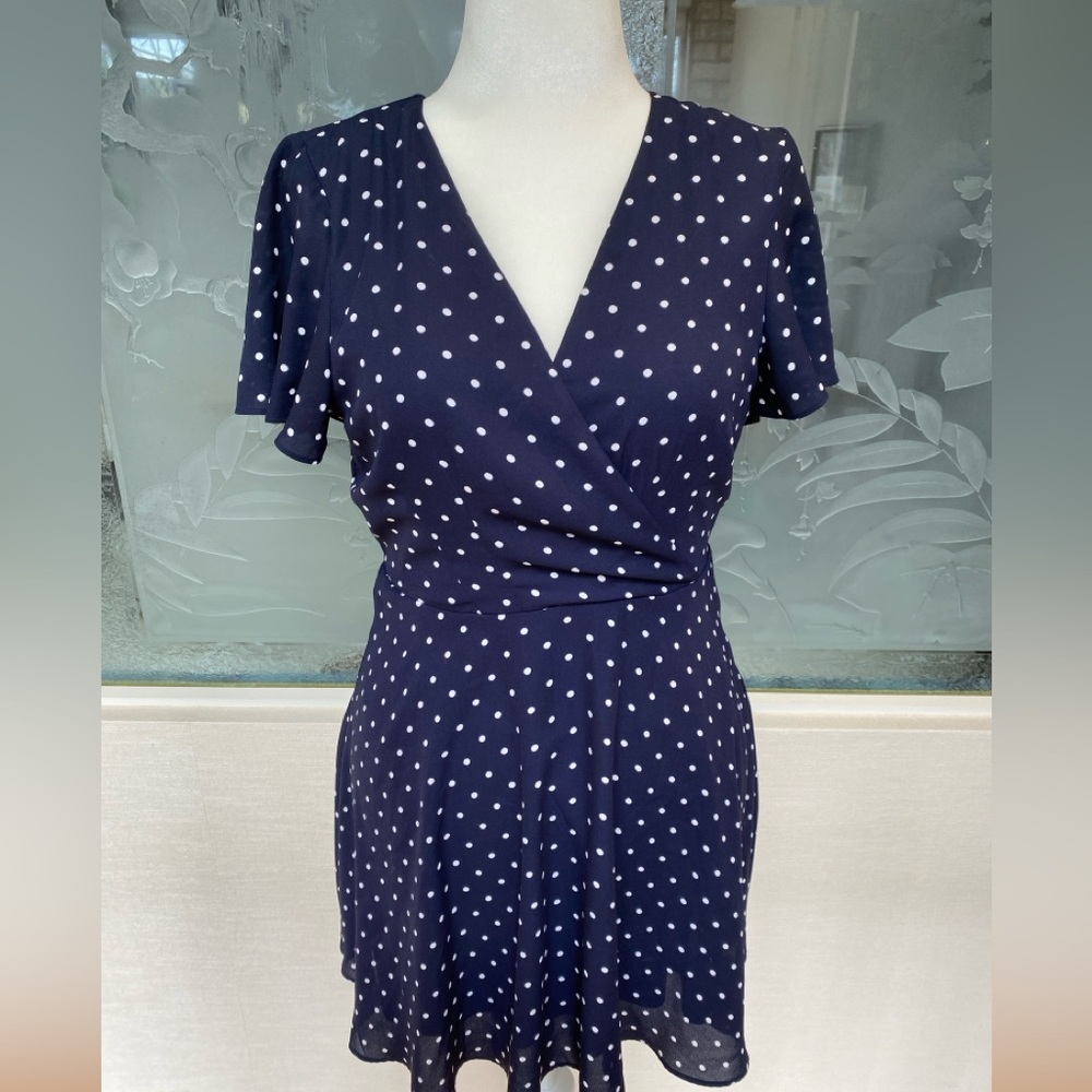 Express Size 10 Navy Polka Dot Dress